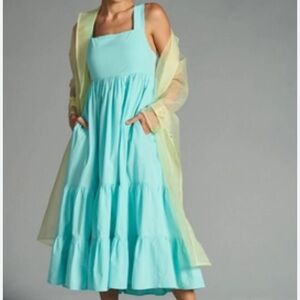 Anthropologie Square-Neck Tiered Dress size medium